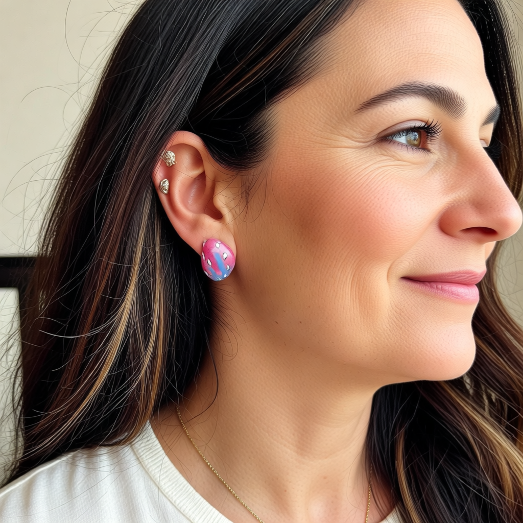 Distinctive Dart Frog Stud Earrings – Handcrafted Polymer Clay Artistry