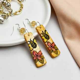 Distinctive Hand-Painted Bee Polymer Clay Earrings