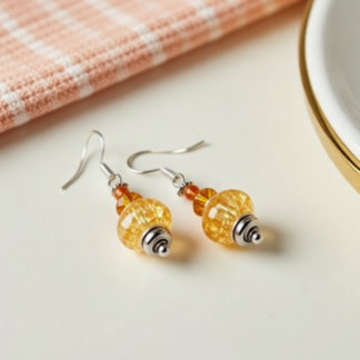 Earthy Amber Honey Dangle Earrings – Handcrafted Assorted Beads