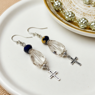 Elevate Style: Handcrafted Beaded Cross Dangle Earrings – Lightweight Clay