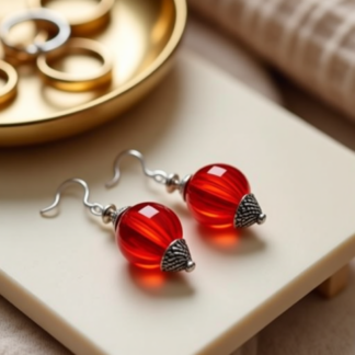 Elevate Your Look with Red Disco Ball Dangle Earrings – Festive Handcrafted Earrings – Catch the Light, Make a Statement
