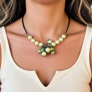 Green Gardens Beaded Choker Necklace