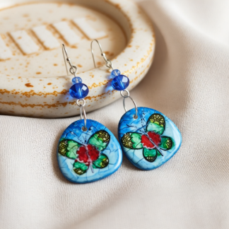 Hand Painted Inked Polymer Clay Butterfly Earrings