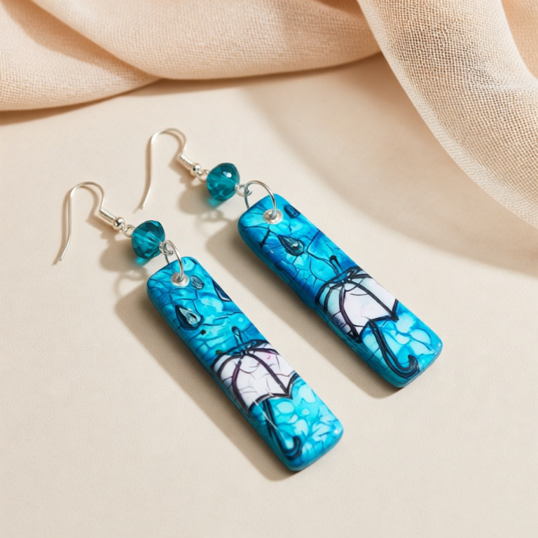 Ocean Ink Polymer Clay Earrings