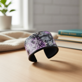 Hand Sculpted Polymer Clay Cuff Bracelet – Purple Graffiti