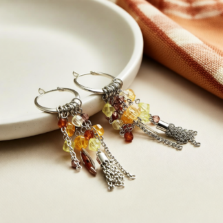 Handcrafted Amber Beaded Hoop Earrings for Modern Elegance