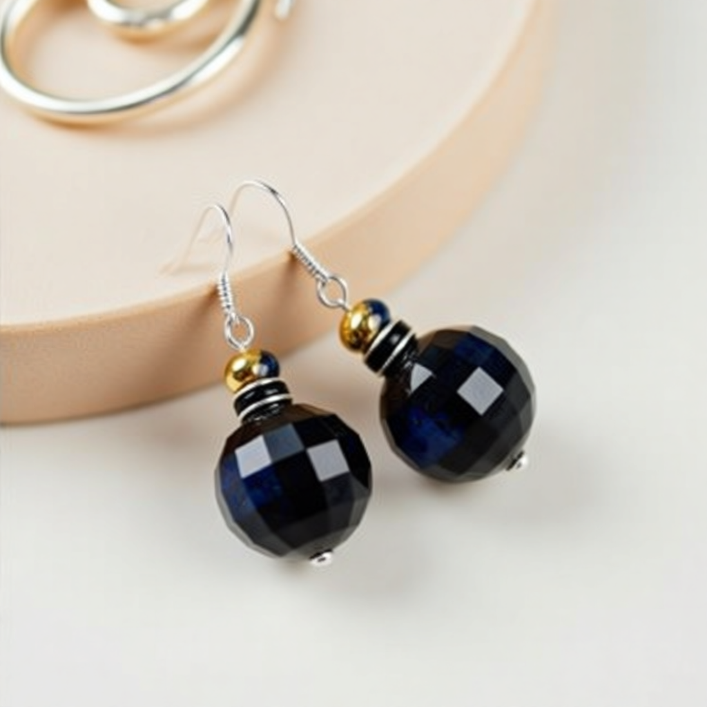 Handcrafted Black Disco Ball Dangle Earrings for a Dazzling Look