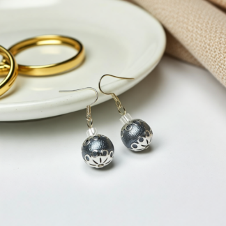 Handcrafted Blue Polymer Clay Beaded Earrings