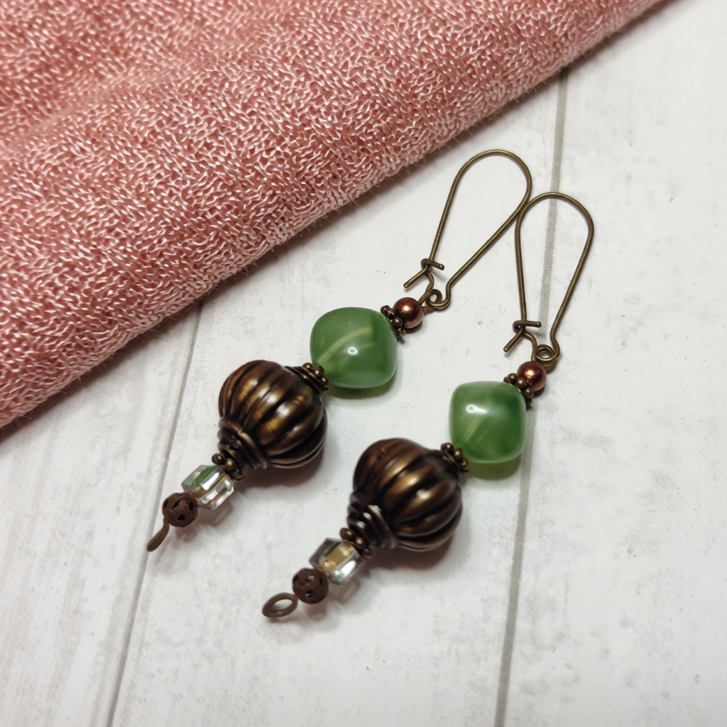 Handcrafted Green Polymer Clay & Resin Earrings – Vibrant Unique Style