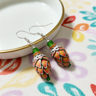 Handcrafted Orange Polymer Clay Pod Earrings