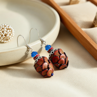 Handcrafted Red Polymer Clay Pod Earrings