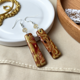 Handcrafted Wood Swirl Polymer Clay Earrings