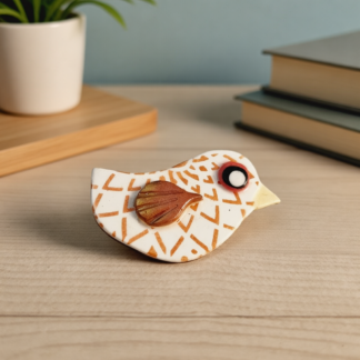 Handmade Artisan Polymer Clay Sculptured Bird Brooch