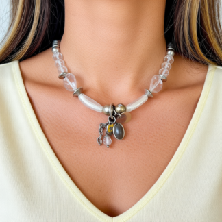 Handmade Moon Sugar Mixed Beaded Choker Necklace, Artisan Statement Jewellery