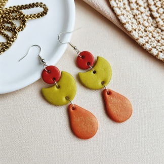 Infuse Autumn Style: Handcrafted Polymer Clay 3 Tiered Earrings