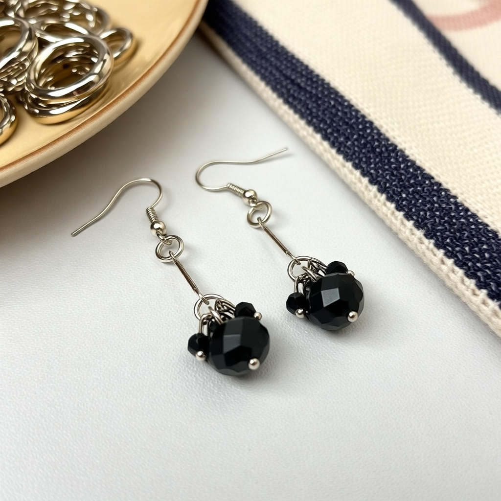 Lightweight Faceted Black Dangle Earrings for All-Day Comfort