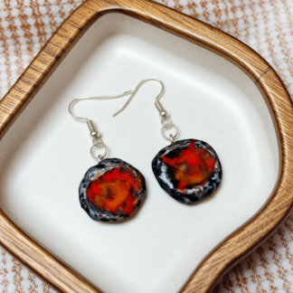 Lightweight Lava Rock Earrings with Molten Polymer Clay Design
