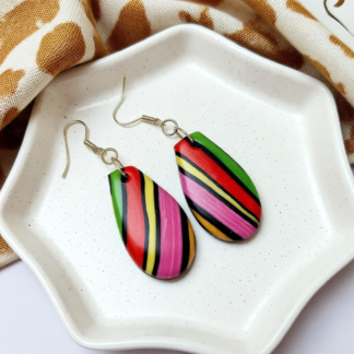 Lightweight Polymer Clay Earrings – Handcrafted Stripe Design