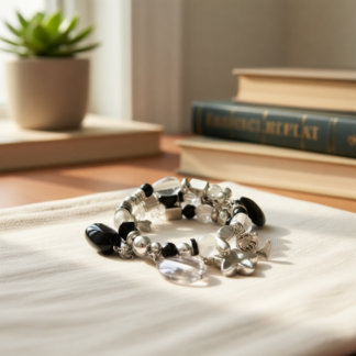 Memory Wire Wrap Beaded Bracelet – Black
