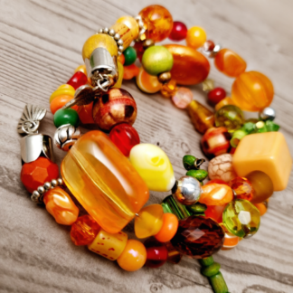 Memory Wire Wrap Beaded Bracelet – Orange
