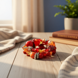 Memory Wire Wrap Beaded Bracelet – Red
