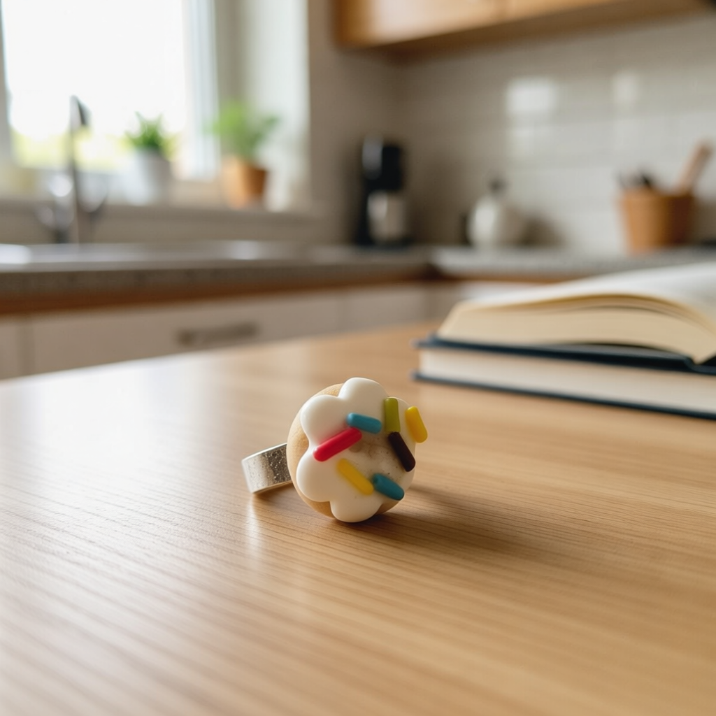 Novelty Donut Ring with sprinkles – White