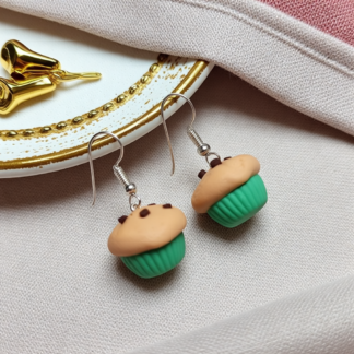 Polymer Clay Chocolate Chip Muffin Earrings for Playful Daily Flair