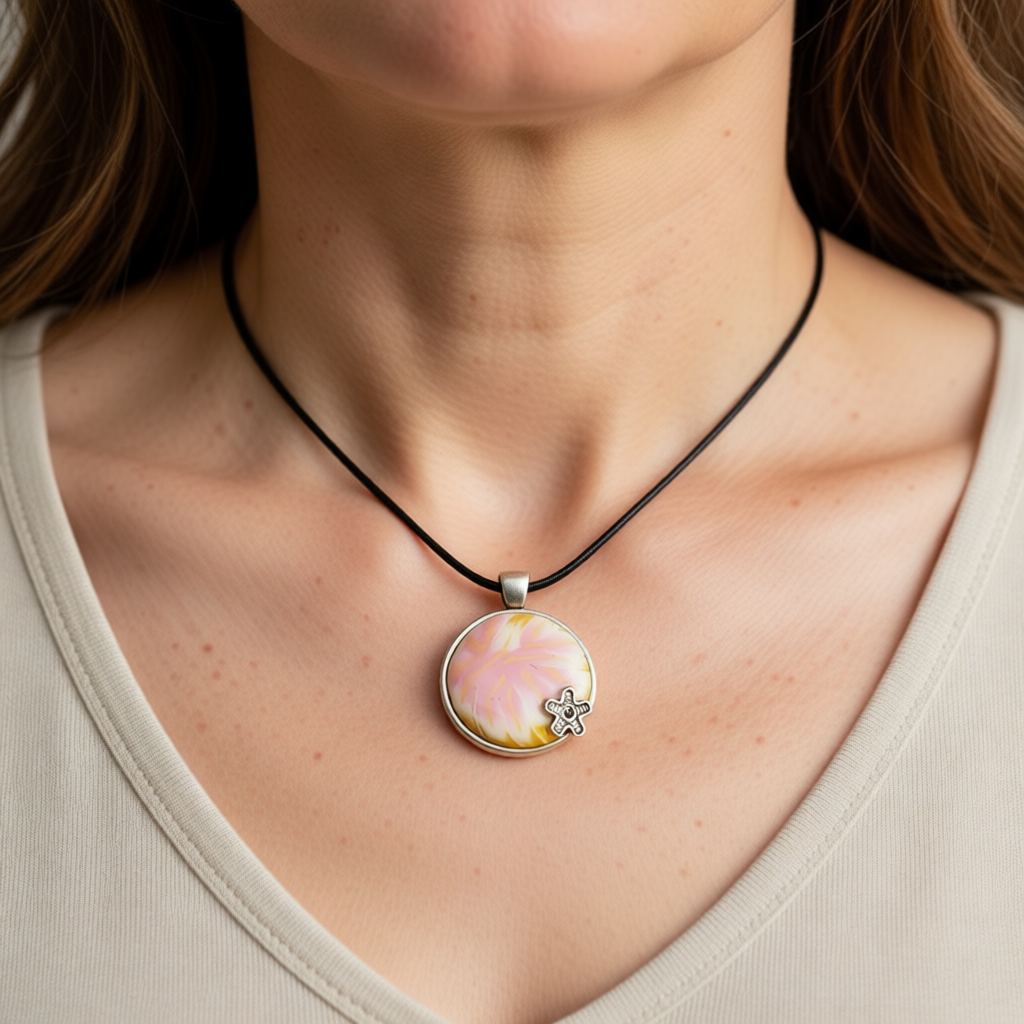Polymer Clay Metal Bezel – Pink Petals