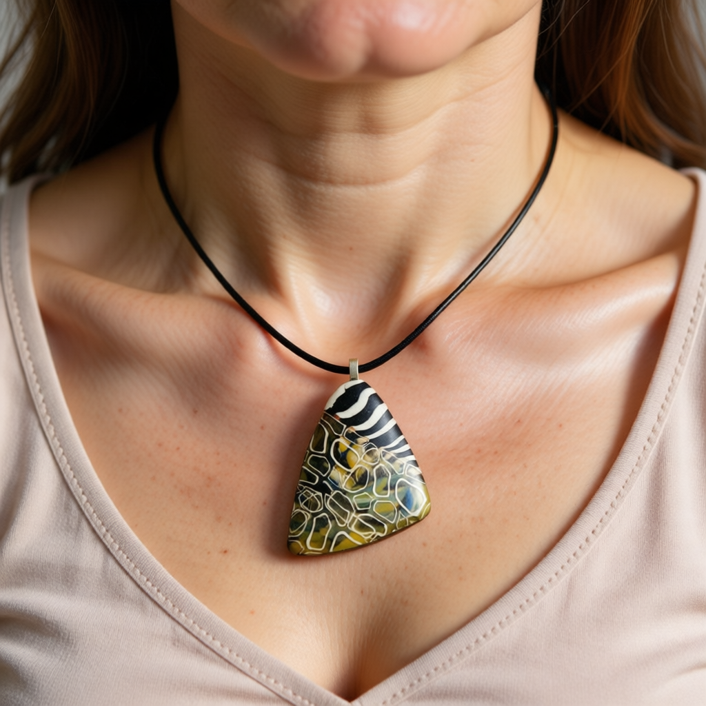 Polymer Clay Pendant – Confused Zebra