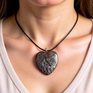 Polymer Clay Pendant – Reversible Textured Heart