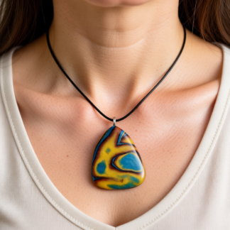 Polymer Clay Pendant – Spiral Sands