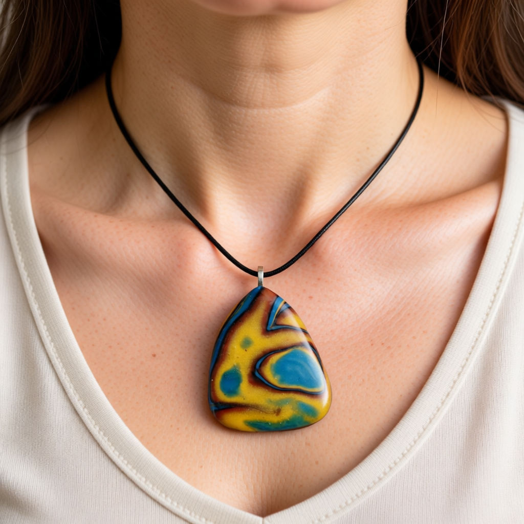 Polymer Clay Pendant – Spiral Sands