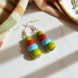 Retro Polymer Clay Beaded Drop Earrings – Unique Handcrafted Style