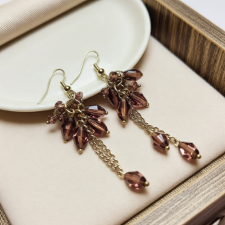Sparkly Purple Bronze Dangle Earrings