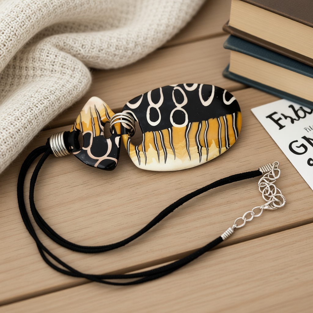 Statement Necklace Handmade From Polymer Clay – Savanna Rhythm