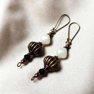 Unique Assorted Beaded Earrings – Warm Bronze Wires