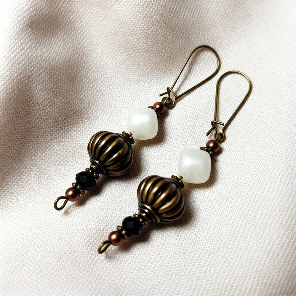 Unique Assorted Beaded Earrings – Warm Bronze Wires