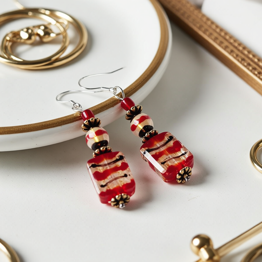 Unique Beaded Dangle Earrings – Stripe
