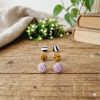 Unique Handmade Stud Earrings – Versatile 3-Pack