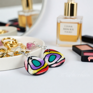 Unique Rainbow Swirl Polymer Clay Earrings – Handcrafted & Lightweight