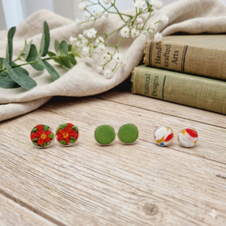 Versatile 3-Pack Polymer Clay Stud Earrings