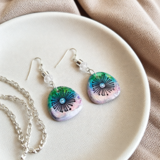 Vibrant Hand-Painted Rainbow Polymer Clay Earrings – Lightweight Comfort