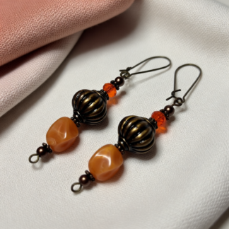 Vibrant Orange Genie Earrings – Handcrafted Artisanal Elegance