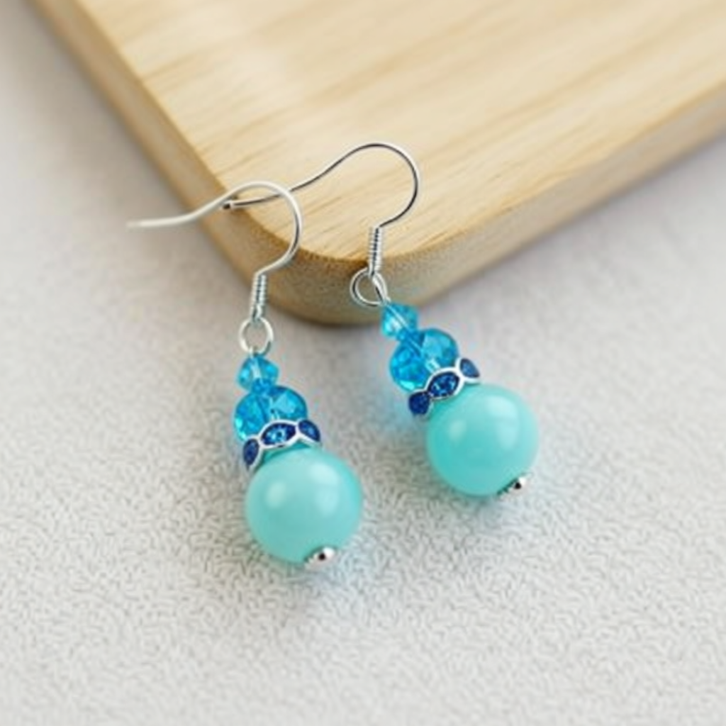 Whimsical Blue Genie Bottle Dangle Earrings – Handcrafted
