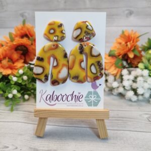 Polymer Clay Arch Earrings - Yellow Dart Frog