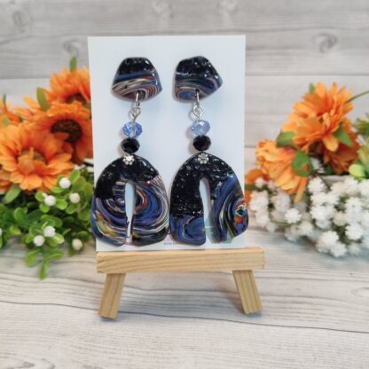 Polymer Clay Arch Earrings - Starry Night