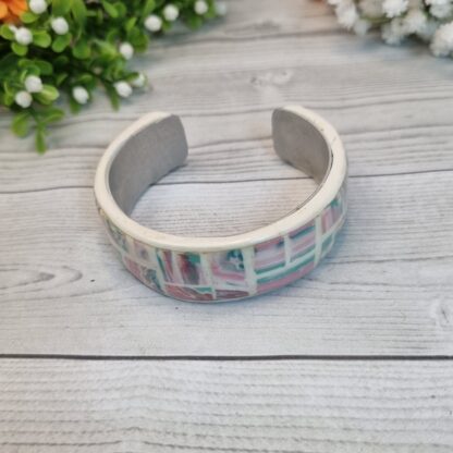 Metal Polymer Clay Cuff Bracelet Sweet Mosaic - Image 2