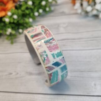 Metal Polymer Clay Cuff Bracelet Sweet Mosaic