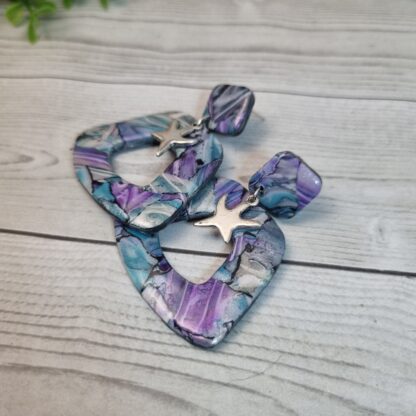 Polymer Clay Arch Earrings - Moonlit Reef - Image 2