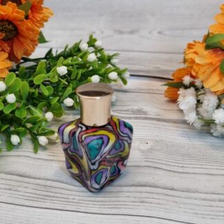 Artisan Polymer Clay Perfume Bottle – Unique Handcrafted Design with Gold Lid